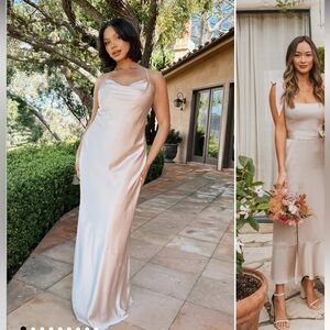 READ DESCRIPTION! Silver Luxe Satin Maxi Slip Dress
